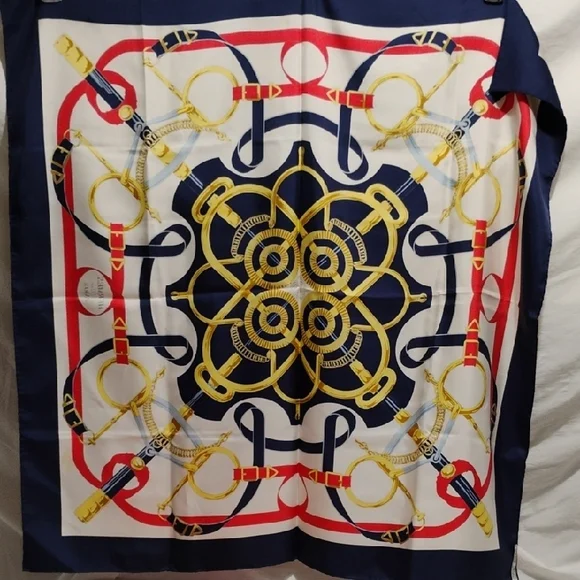 FIRM PRICE! Authentic Hermes Eperon Dor Tellier Printed Silk Shawl Scarf/Box/Bag - Picture 8 of 15